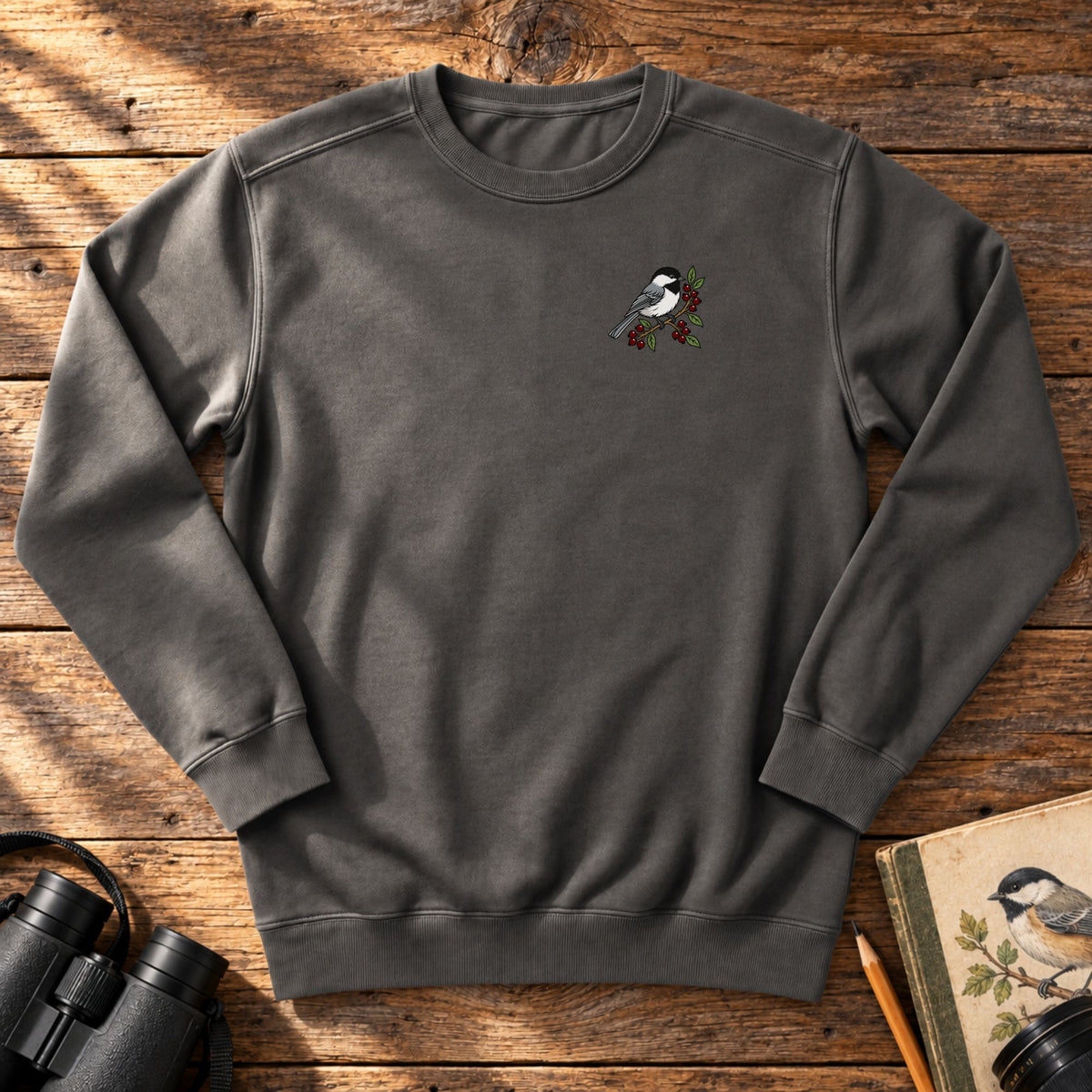 Black-Capped Chickadee Embroidered Sweatshirt