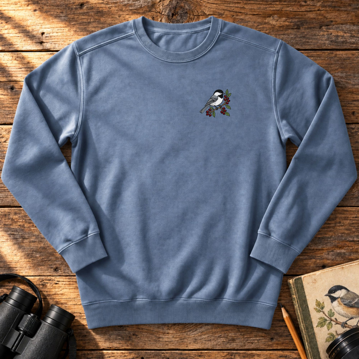 Black-Capped Chickadee Embroidered Sweatshirt