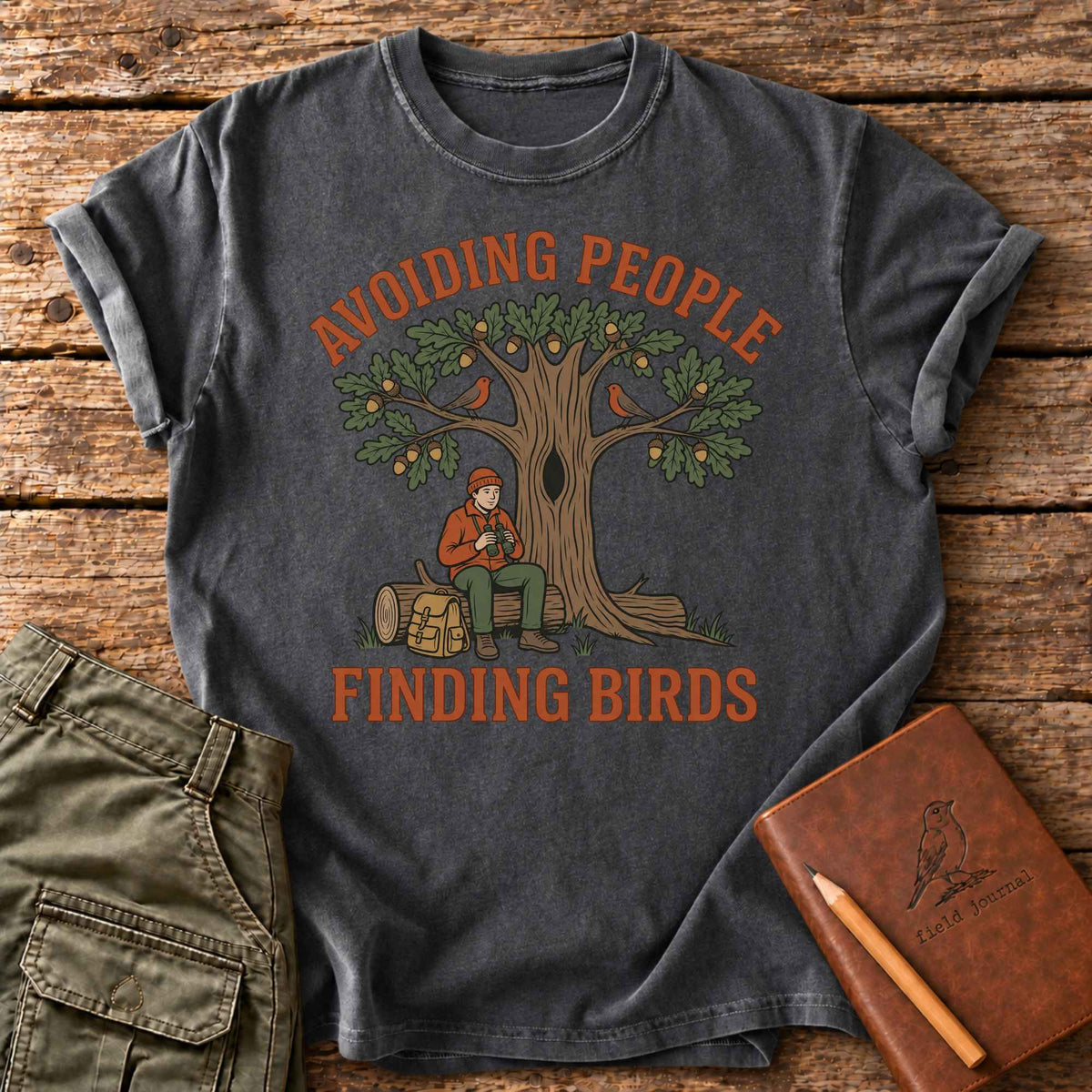 Avoiding People Finding Birds T-shirt