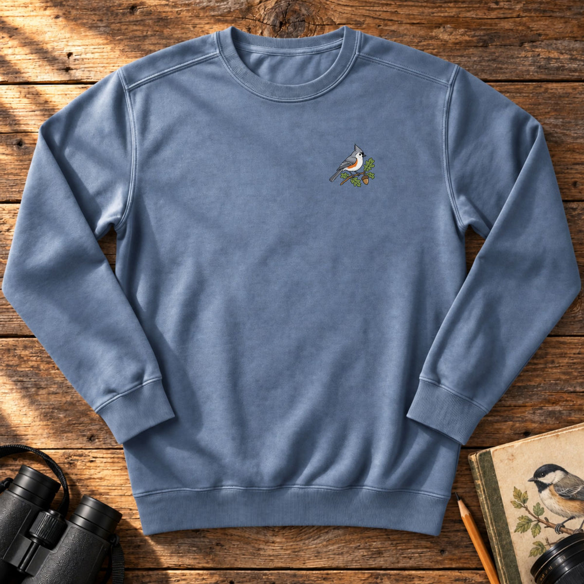 Tufted Titmouse Embroidered Sweatshirt