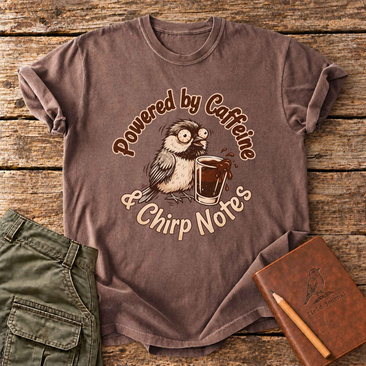 Powered By Caffeine & Chirp Notes T-Shirt