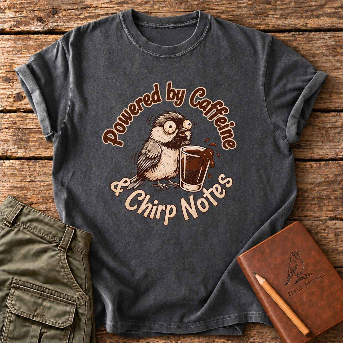 Powered By Caffeine & Chirp Notes T-Shirt
